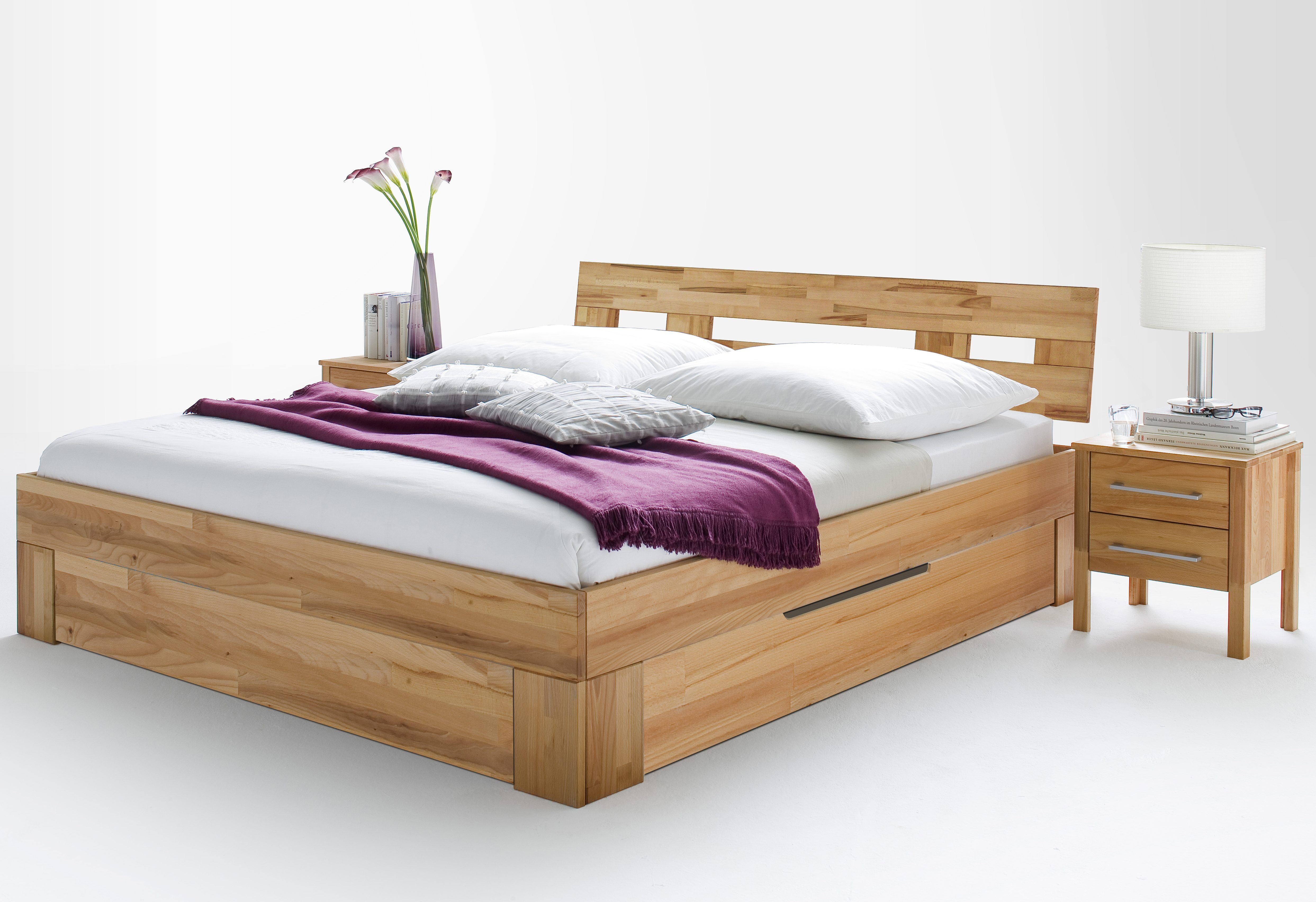 Bettschubkasten HOME AFFAIRE "Modesty", beige (naturfarben), B:186cm H:23cm T:62cm, Massivholz, Schubladen, Bettschubkasten, aus massivem Kernbuchenholz, passend für Bettgrössen der Serie Modesty naturfarben B/H/T: 186cm x 23cm x 62cm, Für das Bett 180/20