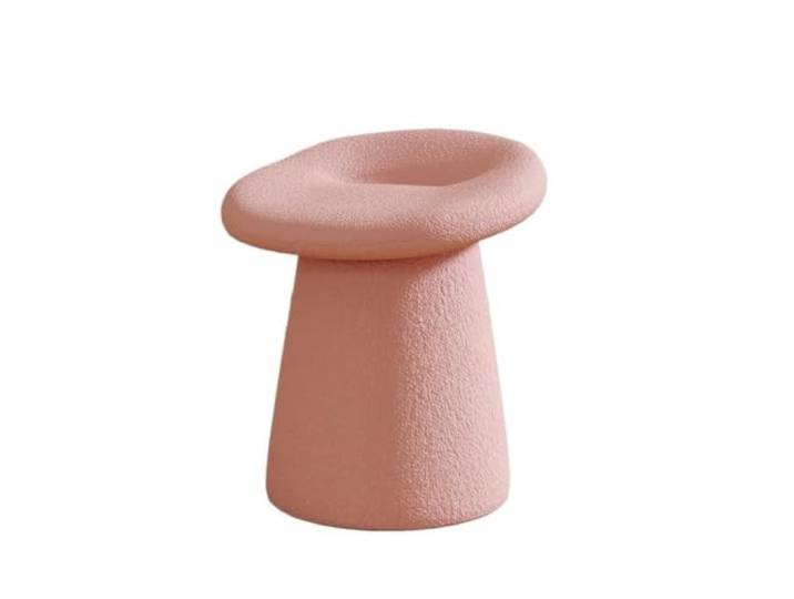 Zymjzbetic Schminkhocker Osmanischer Hocker in Pilzform Plüsch-Boucle-Polsterung, for Makeup Vanity Schlafzimmer-Sitzstuhl(Pink)