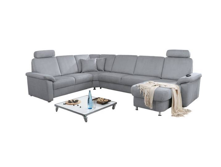 Wohnlandschaft Genk Stoffbezug mit Funktionen Grau