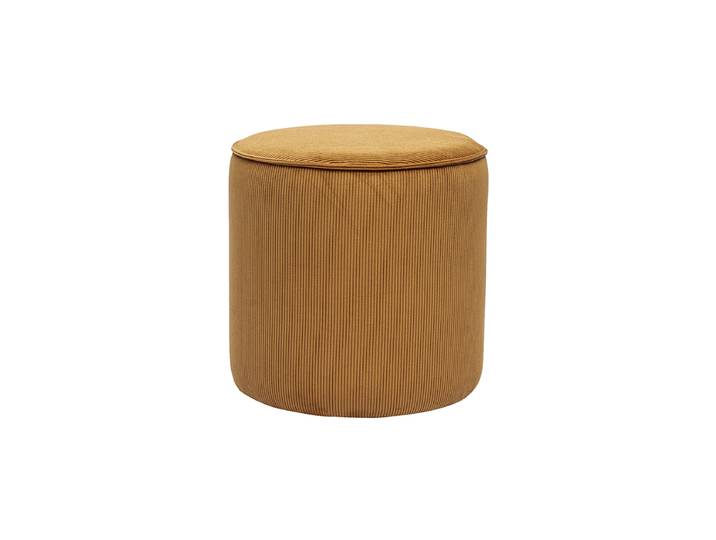 Pouf rond en tissu velours côtelé jaune curry D40 cm PAUL