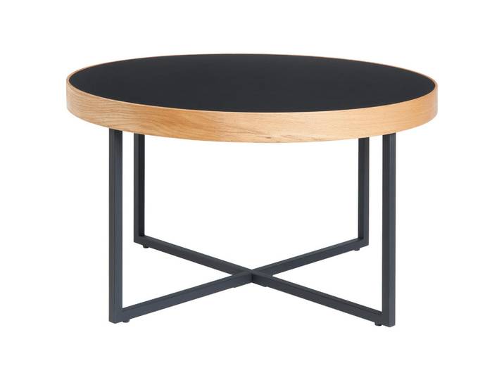 Livetastic Couchtisch, Natur, Schwarz, Holz, Metall, Eiche, massiv, rund, U-Form, 46.5 cm, Wohnzimmer, Wohnzimmertische, Couchtische
