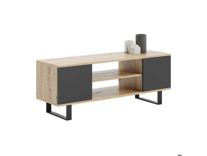 Meuble TV Focus 155 chêne artisan/noir pieds métal loft