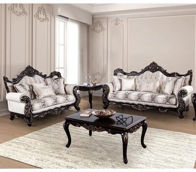 Furniture of America Wasing Traditional 2-Piece Formal Tufted Back Sofa and Loveseat Set