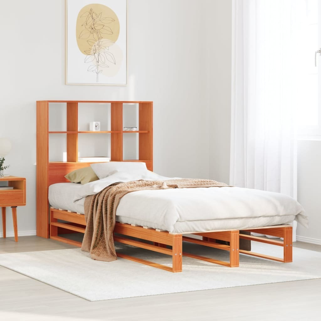 Prolenta Massief houten bed met nachtkastje, zonder matras, 100 x 200 cm