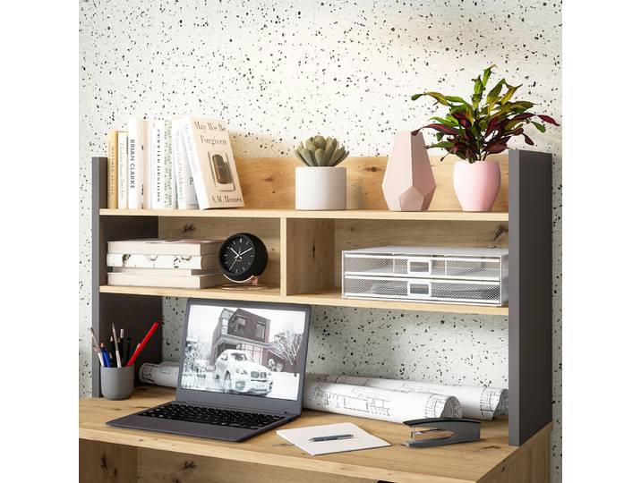 Schreibtischaufsatz Warra 110cm Braun/Grau/Eiche Artisan Dekor/Anthrazit