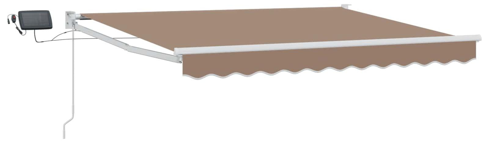 vidaXL Handmatig zonnescherm met scharnierarm en LED-verlichting, taupe
