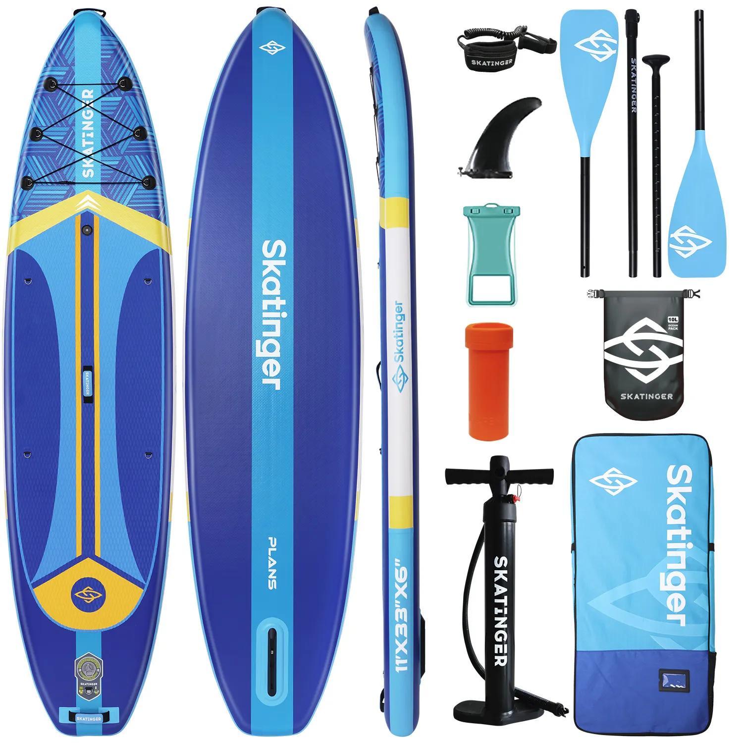 SKATINGER Plan S Blau 335x84x15 cm (11') Touring SUP Board inklusive sämtlichem Zubehör