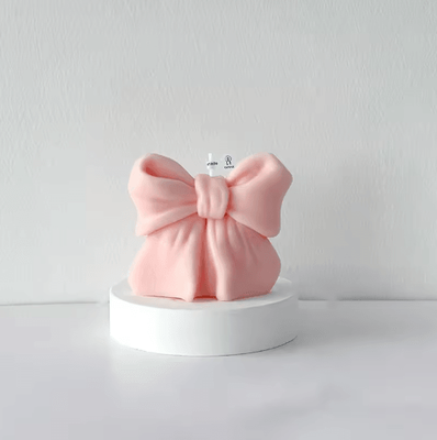 Inspire Picks 3D Bow Knot Soy Wax Aromatherapy Candle Handmade Scented Decorative Candle For Home & Gifts light Pink 1pc