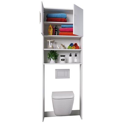 Hochschrank VCM "Holz WC Toilette Regal Überbauschrank Totas", weiß, B:64cm T:25cm, Obermaterial: 100% Holz Wood., Schränke, Hochschrank