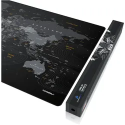 Titanwolf Gaming Mauspad, XXXL 1500 x 800 x 3 mm Mausmatte Extralarge / Waschbar, Weltkarte (XXL), Mausmatte, Schwarz