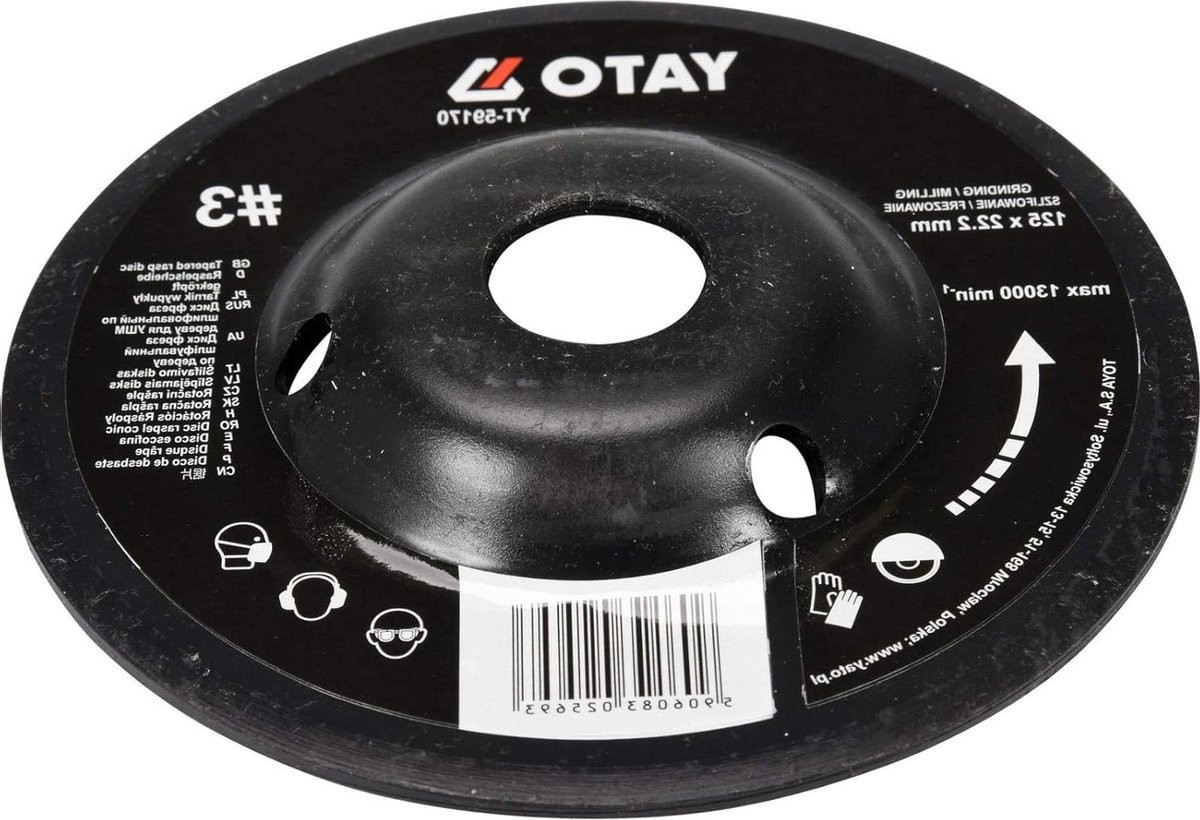 Professionele raspschijf voor haakse slijper 125 mm voor hout, metaal en verf - zwart