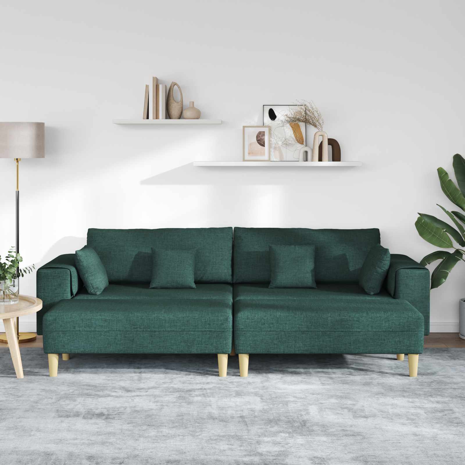 vidaXL Canapé 3 pc Vert foncé tissu