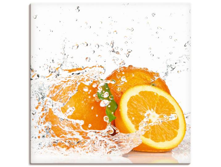 Leinwandbild ARTLAND Orange mit Spritzwasser , orange (farbe bild(er): orange), B:40cm H:40cm, Bilder, Leinwandbild, auf Holzrahmen gespannt