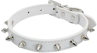 Uplift Essentials Spiked And Studded Faux Leather Pet Safety Collar white 20 In X 1 In