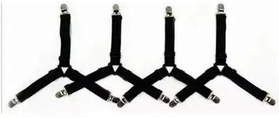 Inspired Finds Invisible Bed Sheet Corner Tightener Clips Heavy Duty Mattress Sheet Fasteners black 4pcs