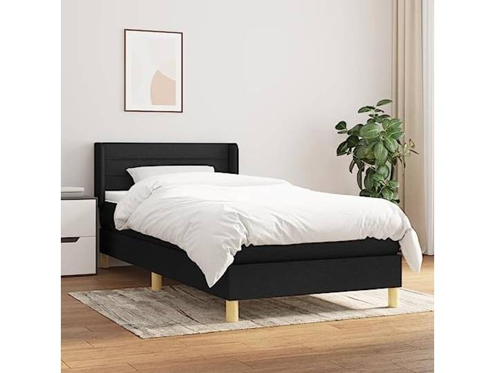 YNGBHFNOP Stoffbezug verstellbares Kopfteil Boxspringbett Schwarz 80x200 cm Boxspringbett mit Matratze 80x200 cm Schwarz Stoff Taschenfederkern Topper verstellbares Kopfteil