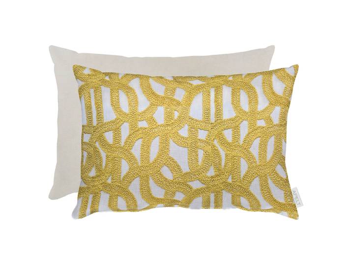 Coussin Rafia Jaune/Jaune 35 x 50cm Tissu mélangé