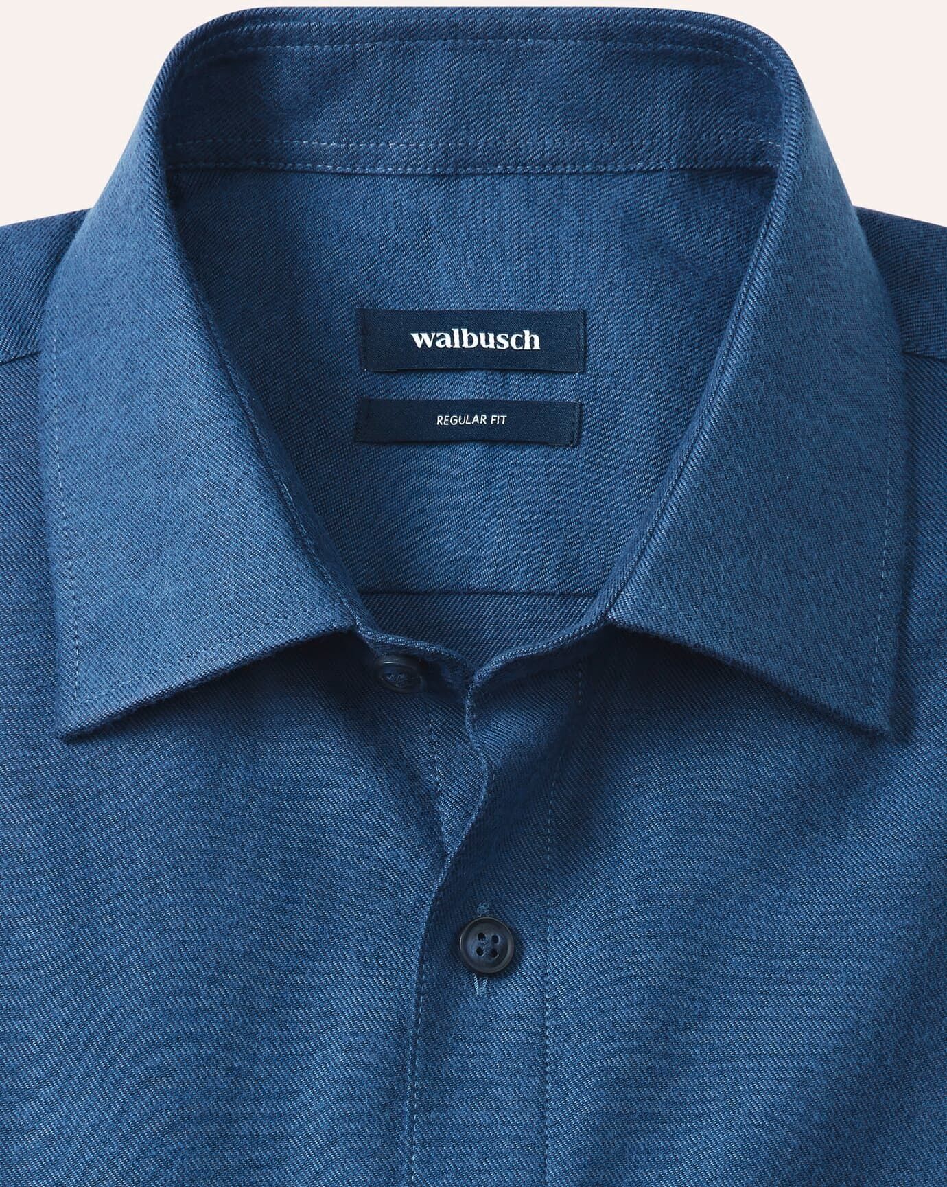 Walbusch Soft-Flanell-Hemd, Regular Fit, Farbe Blau, 39/40, softer Baumwoll-Flanell Kent-Kragen Herren