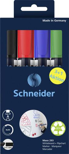 Schneider Schreibgeräte Whiteboard-Marker Maxx 293 4er Set sortiert, 3+1 Aktion 129384 Whiteboardmarker 4St.