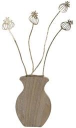 IH Casa Decor Metal Décor On Wood Base Poppy Seed Head Bouquet Gold