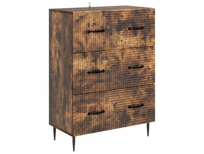 QINXIXINAIXI Schubladenschrank Geräucherte Eiche 66 x 34,5 x 89,5 cm Holzwerkstoff, Metallgriffe, rechteckiges Design, viele Schubladen, Wohnzimmer