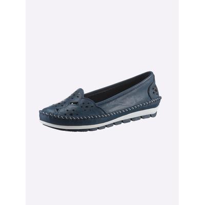 Slipper GEMINI, Damen, Gr. 39, blau (dunkelblau), Glattleder, Schuhe Slipper
