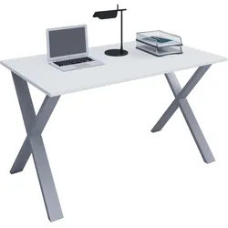 VCM, Schreibtisch, Premium Büromöbel Schreibtisch Lona X Silber (140 x 50 x 76 cm)