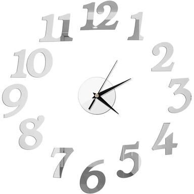 Inspired Living Modern DIY Mirror Wall Clock Frameless 3D Decorative Wall Sticker Clock silver1