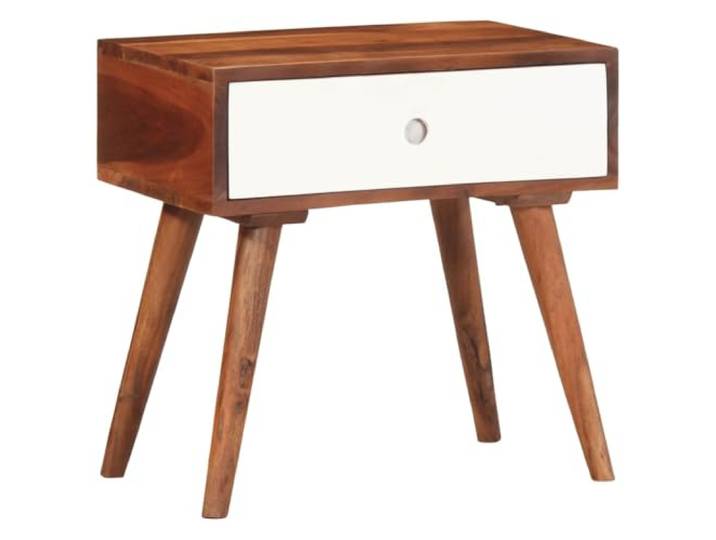 LMTYOENFG Beistelltisch Massivholz Akazie Nachttisch 45x30x45 cm Kompakter Sofatisch aus Akazienholz mit Praktischer Schublade für Schlafzimmer und Wohnzimmer.