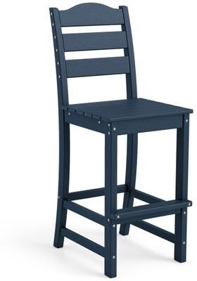 Costway 30 Inches Counter Height HDPE Bar Stool with Backrest and Footrest-Navy