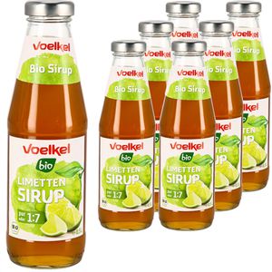 Voelkel Sirup Limette, BIO, Getränkesirup für ca. 24 Liter Fertiggetränk, 6x 500 ml