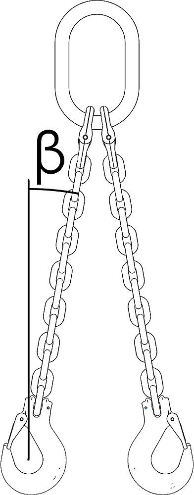 kaiserkraft Anschlagkette GK8, Tragfähigkeit 1600 kg, Kettenstärke 6 mm, mit Verkürzung, Nutzlänge 2 m, 2-strängig