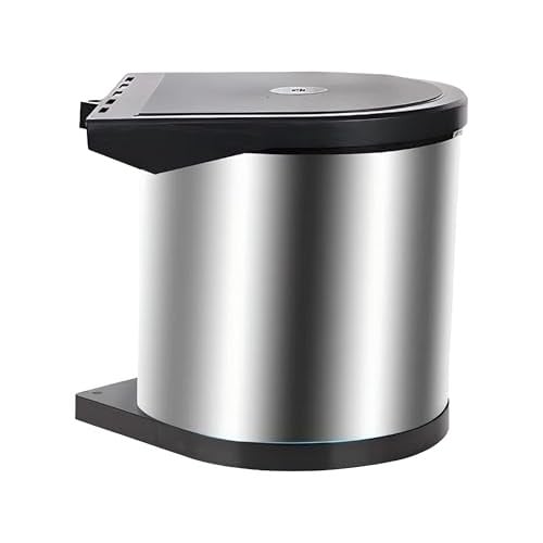 Relaxdays Inbouwprullenbak met schommelend deksel, zwart-zilver, 8 l