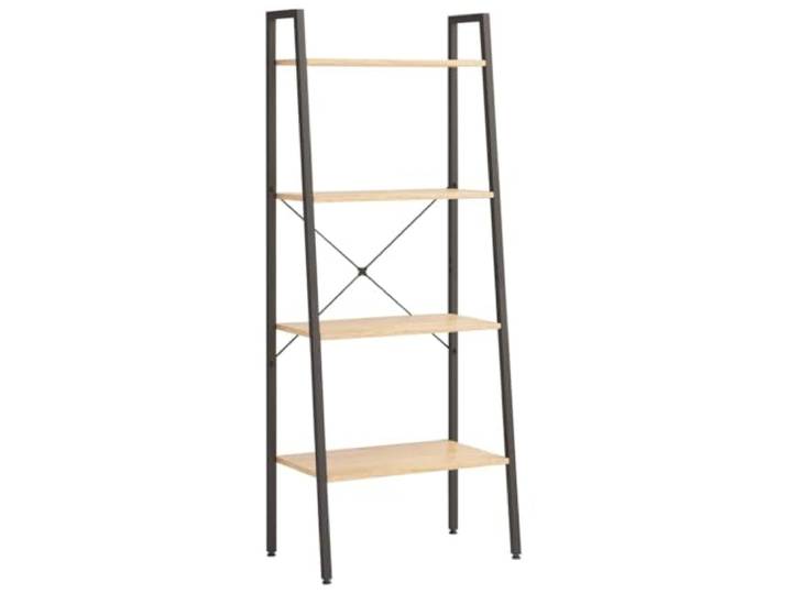 KGHERMDF Standregal 4 Böden Hellbraun Schwarz 56x35x140 cm Robuste Stahlkonstruktion, viel Stauraum für Bücher und Pflanzen, für Wohnzimmer und Büro