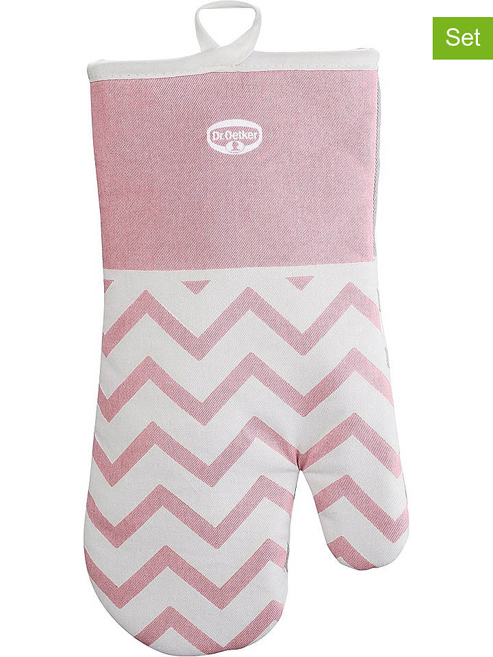 Dr. Oetker 2er-Set: Ofenhandschuhe "Retro" in Rosa - (L)32 x (B)18 cm - onesize
