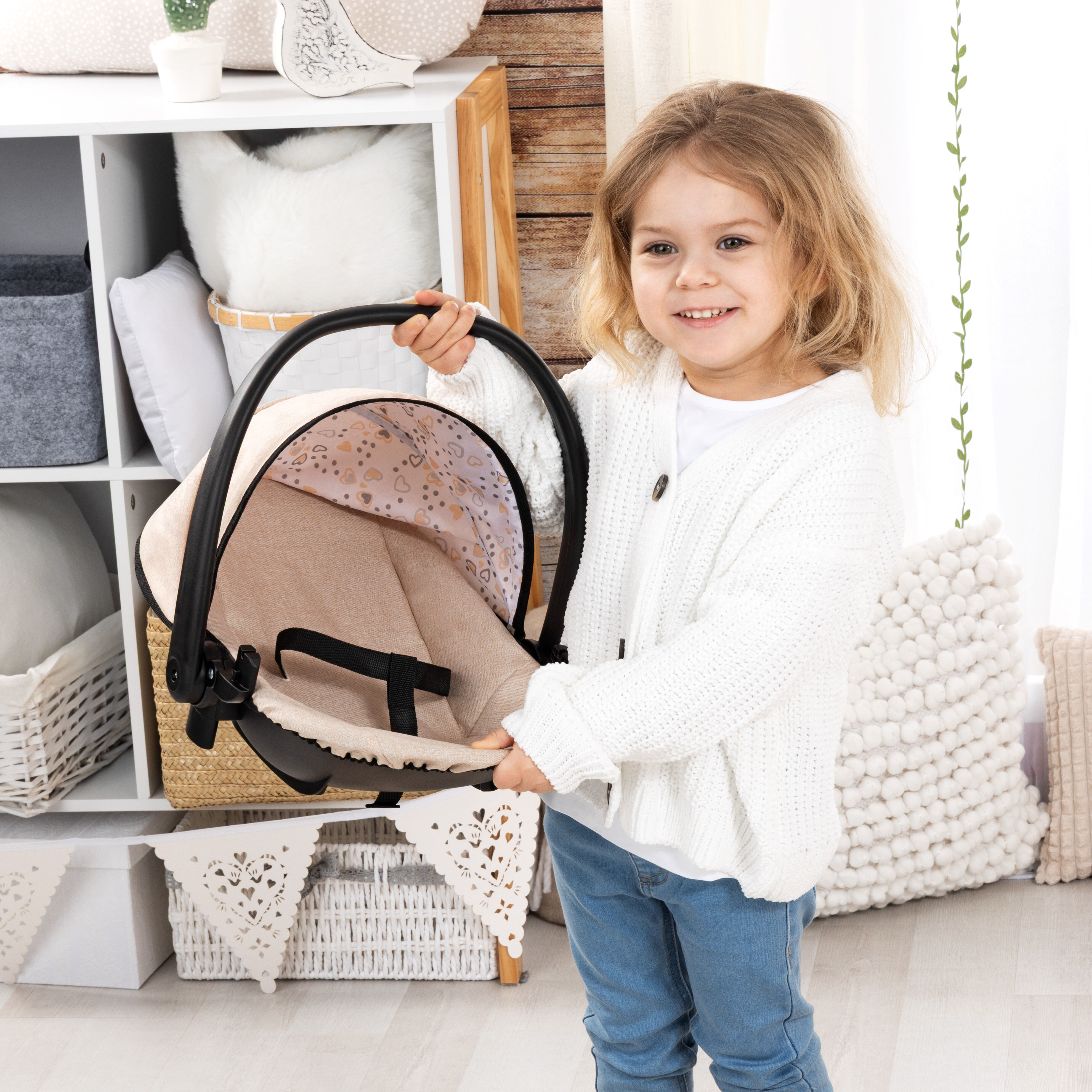 Puppen Autositz BAYER "4in1 Puppen-Autositz mit Wippe, rosa", beige, Puppenausstattungen, KinderB:49,5cm H:73cm T:40cm, Puppen Autositz, Puppenhochstuhl, -bett, -schaukel oder -trage, B:49,5cm H:73cm T:40cm