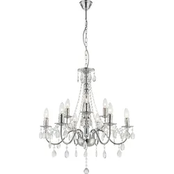Design Chrom Kronleuchter Luster Hänge Lampe Decken Leuchte Kristall Behang klar