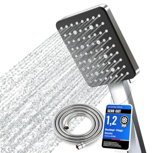 Newentor Hogedruk Handdouche met 6 standen en 1,5m doucheslang, Matzwart