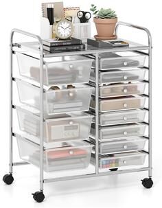 12 Drawer Rolling Cart Storage Organizer Cart with Drawers