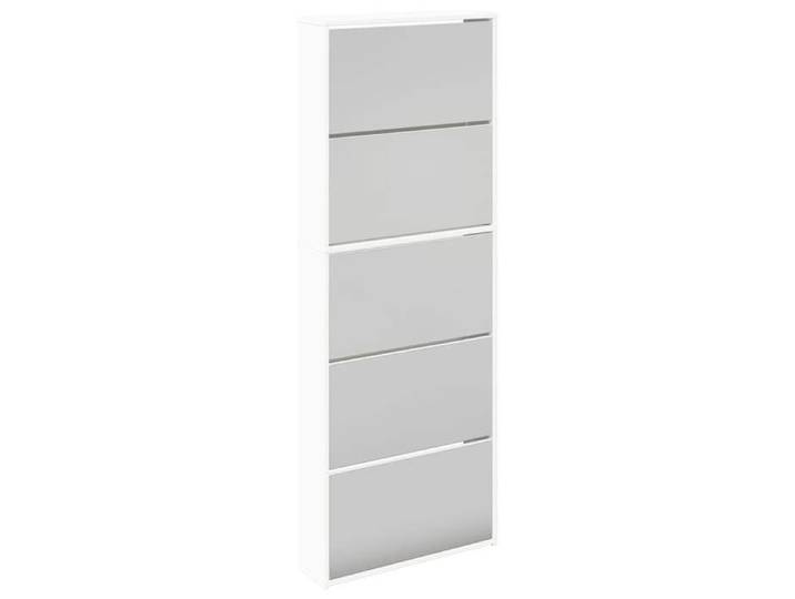 Promotion avril *Meuble à chaussures - PARAJIE - pour Entrée Couloir Chambre - 5 étagères et miroir 63x17x169 5cm Blanc_830187