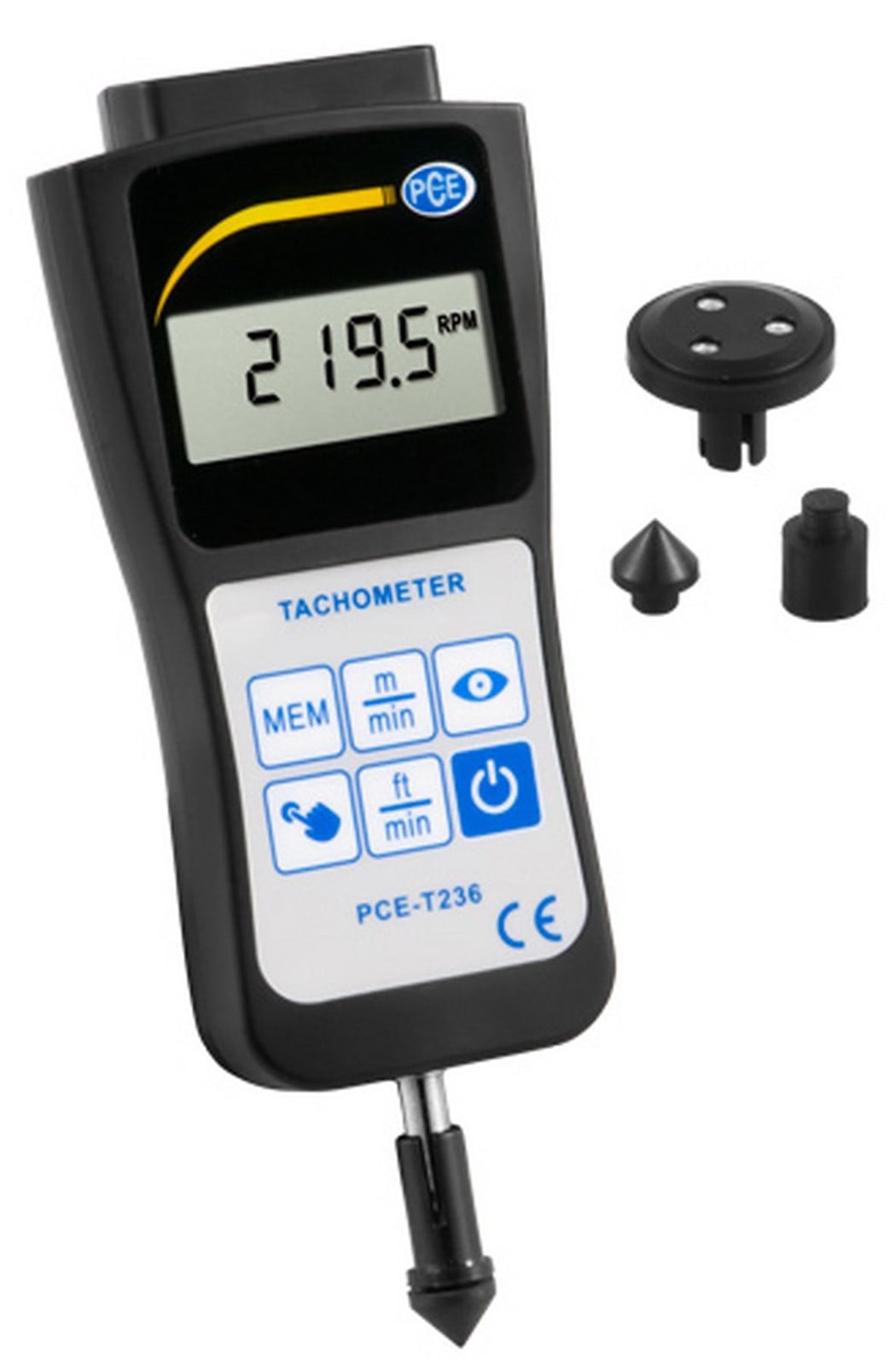 PCE Handheld toerenteller PCE-T236 met optische toerentelling, 5-99999 omw/min, nauwkeurigheid ±0,05%