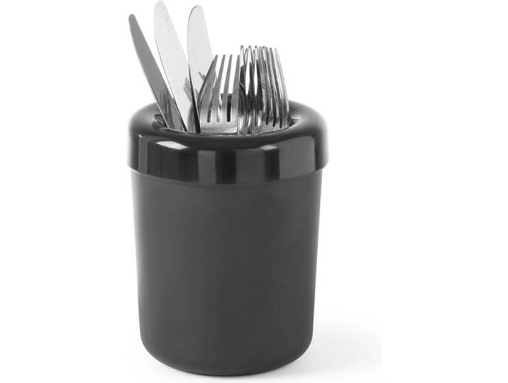 HENDI Tafelafvalbak of bestekhouder – zwart – melamine – Ø130x(H)160 mm