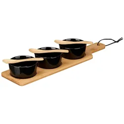San Ignacio  KINVARA- 3er-Set Keramikschüsseln mit Löffel und Tablett 12x45cm Schwarz