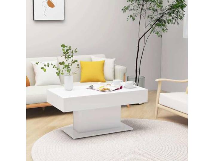 HEFZGDB Couchtisch Weiß 96x50x45 cm Holzwerkstoff mit Stabiler Tischplatte für Wohnzimmer, Zeitlose Inneneinrichtung, pflegeleicht und robust für langlebige Nutzung