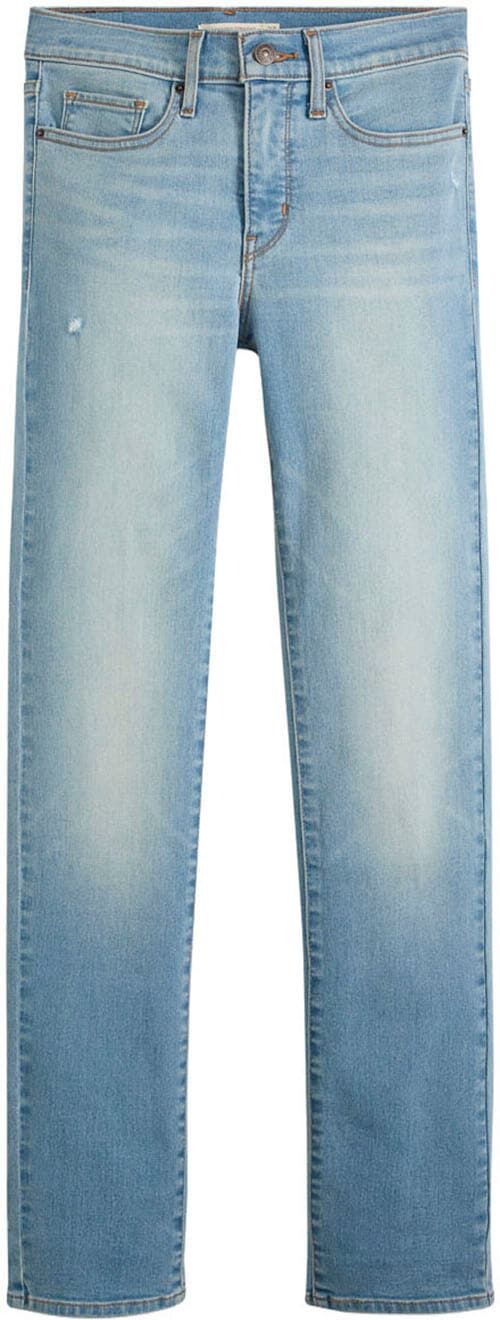 Gerade Jeans LEVI'S "314 Shaping Straight", Damen, Gr. 27, Länge 34, blau (just like that), Denim/Jeans, Obermaterial: 80% Baumwolle, 19% Polyester, 1% Elasthan, gerade lang, Jeans Gerade Jeans, mit Stretch just like that 27, Länge 34
