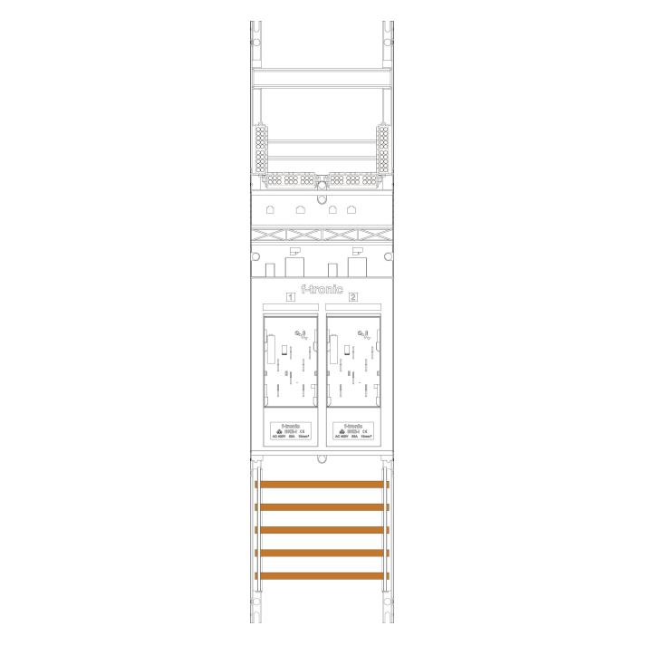 F-Tronic Zählerfeld 1-feldrig E16 H=1050mm 2-eHZ 7141009 (7141009)