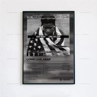 Uplift Essentials ASAP Rocky Testing Album Poster Iconic Rap Music Wall Art & Tracklist Canvas Print For Home Decor style 7 7.9 X 11.8 In