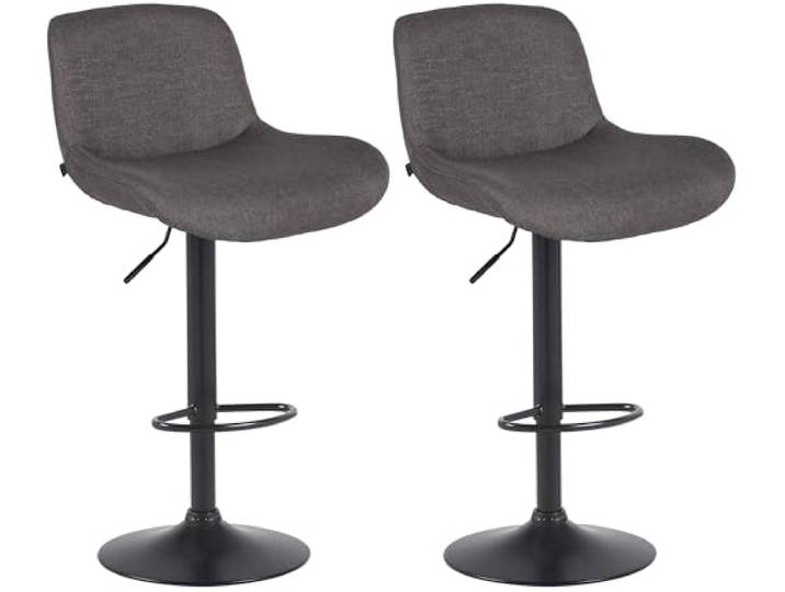 CLP 2er Set Barhocker Solon Schwarz I Samtbezug oder Stoffbezug I Barstuhl höhenverstellbar und drehbar I gepolsterter Tresenhocker Farbe dunkelgrau Material Stoff