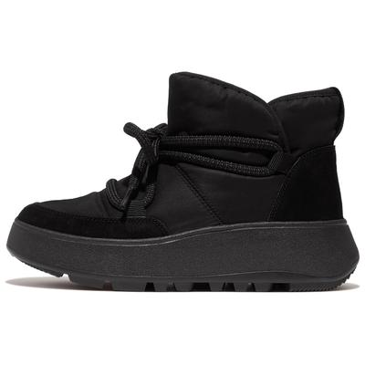 Winterboots FITFLOP "F-MODE", Damen, Gr. 37, schwarz, Leder, Polyester, unifarben, Schuhe Winterboots, Snowboots, Schlupfboots mit Plateau