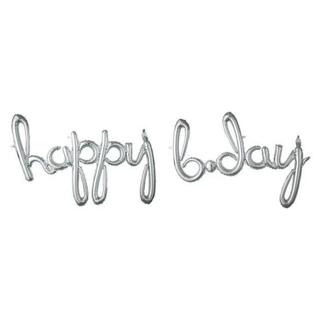 Amscan happy b day Folienballon Set Girlande silber (1x) (24235019)